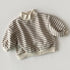 Winter striped plus velvet sweater turtleneck top